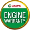 A circular emblem with a yellow border features the word Castrol with its logo at the top, above the words ENGINE WARRANTY in bold white text on a green background. EuroMechanic | Redline Automotive | Top Reviewed Auto Repair Shop in Scarborough | Visit redlineautomotive.ca